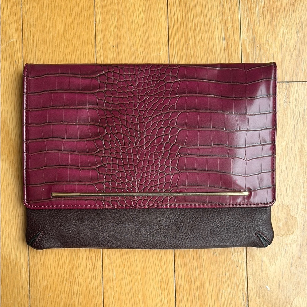 Aldo Dark Brown Leather Chain Clutch